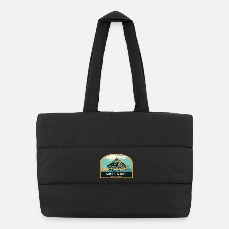 Panoramic illustration of Mont Saint Michel Puffer Shopping Bag