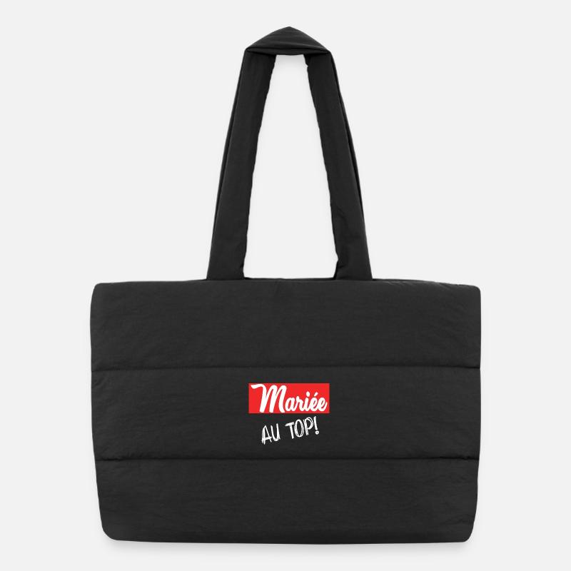 JUST MARRIED. EVJF. SAINT VALENTIN. COUPLE - Sac shopping matelassé - noir