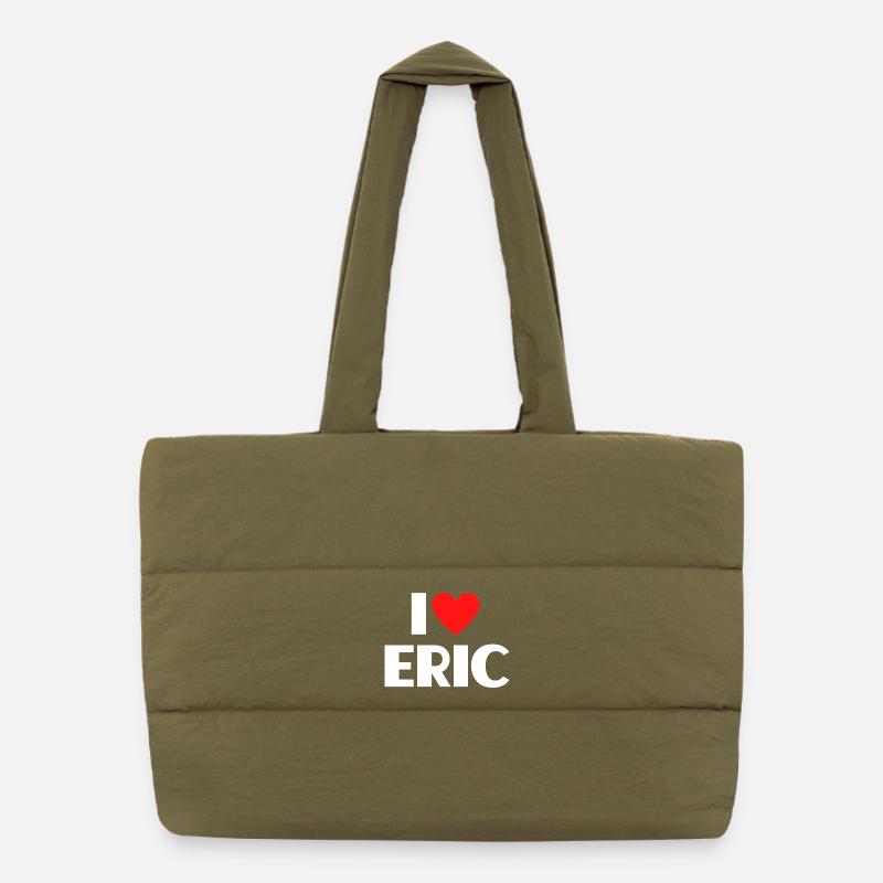 I love Eric Rotes Herz Romantischer Name Fan Puffer-Einkaufstasche