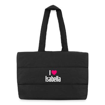 I Love Isabella Pinkes Herz Ich liebe Isabella - Puffer-Einkaufstasche - Schwarz - Vorne