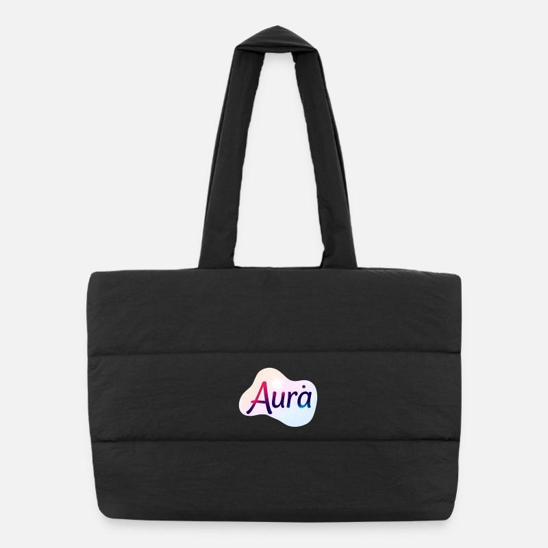 Aura – Design Typographique Coloré Moderne - Sac shopping matelassé - noir