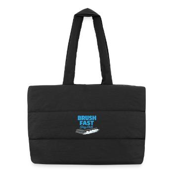 Curling, balayage drôle, cardio dur avec balai - Sac shopping matelassé - noir - Devant