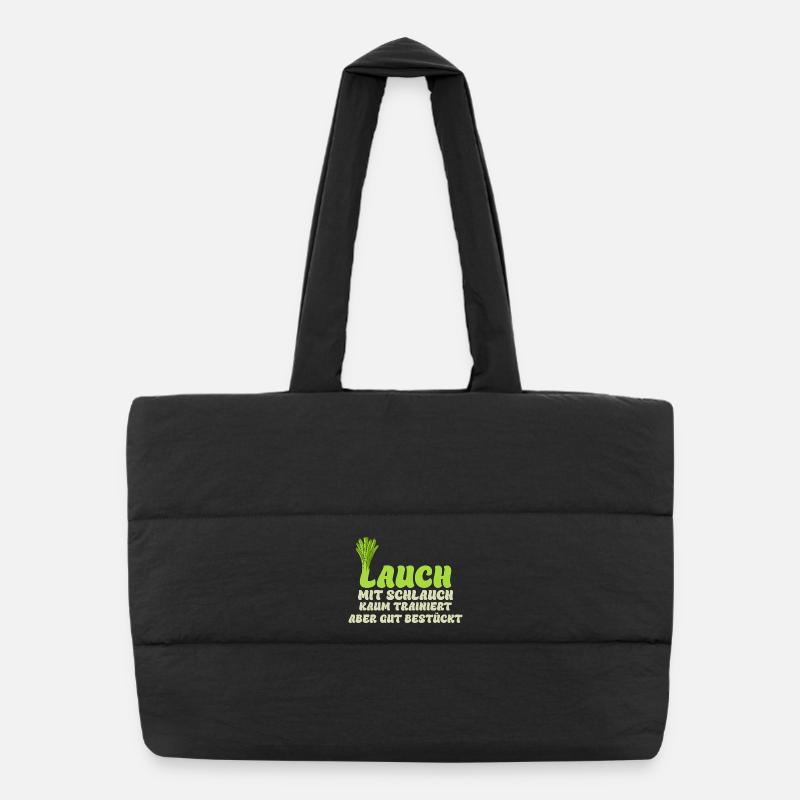 Gym LEEKS WITH HOSE HARDLY TRAINED Funny Puffer Shopping Bag