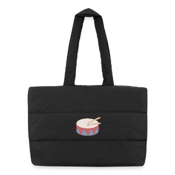 Cartoon Drum with Triangle Decor - Puffer Shopping Bag - black - Front