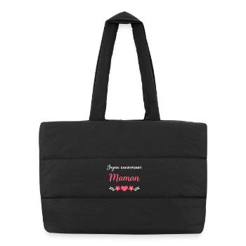 Joyeux anniversaire Maman rose - Sac shopping matelassé - noir - Devant