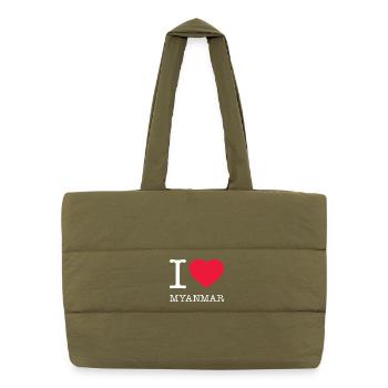 I LOVE MYANMAR - Puffer Shopping Bag - safari green - Front