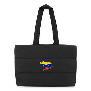 Carte du drapeau du Venezuela, fierté vénézuélienne - Sac shopping matelassé - noir - Devant