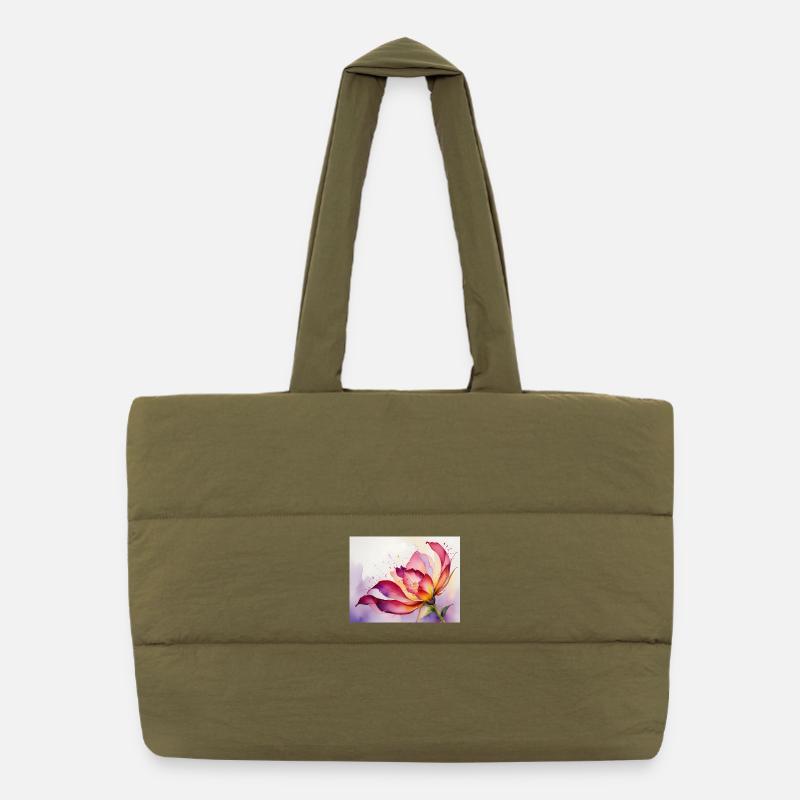 Water-coloured blossoms Puffer Shopping Bag
