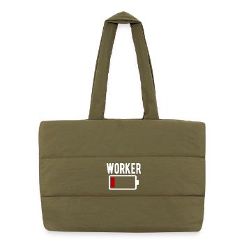 Worker Worker Battery Low Funny - Puffer Shopping Bag - safari green - Front