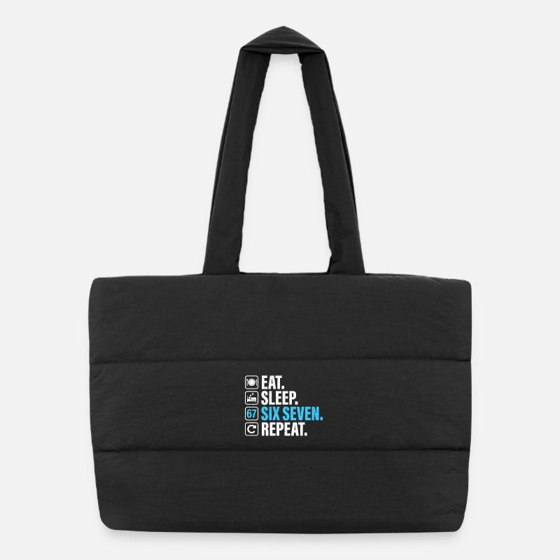 67 - Sixty Seven Number 67 Meme Eat Sleep Six 7 Puffer Shopping Bag