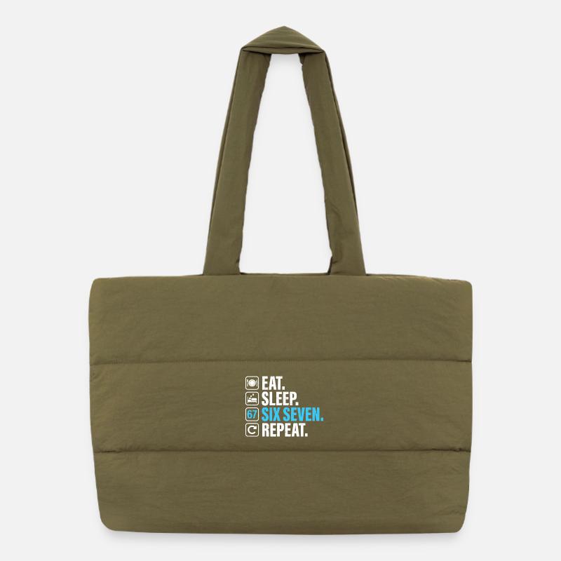 67 - Soixante-sept Numéro 67 Mème Mange Sommeil Six 7 Sac shopping matelassé