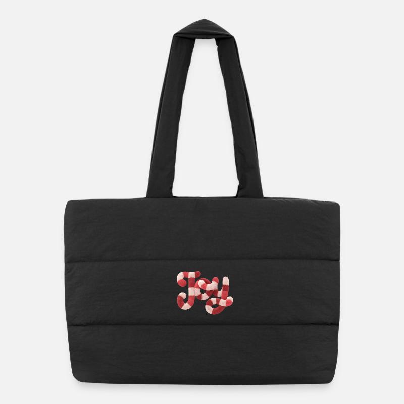 Typographie JOY de Noël Motif rouge blanc Sac shopping matelassé