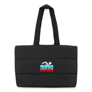 Life In The Fast Lane Float Funny Pool Saying - Puffer Shopping Bag - black - Front