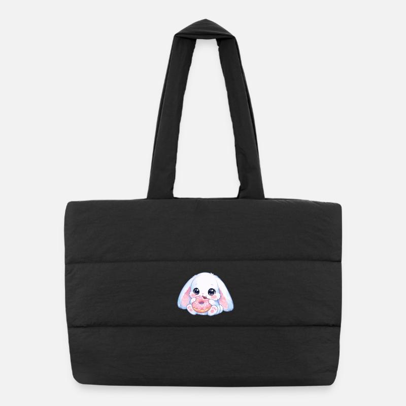 Kawaii Hase mit Donut Puffer-Einkaufstasche