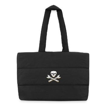 Totenkopf und gekreuzte Gitarrendesigns - Puffer-Einkaufstasche - Schwarz - Vorne