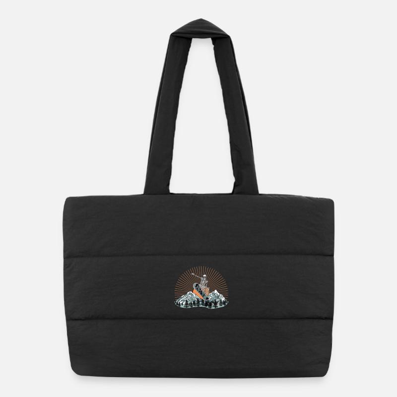 Kallio Surf Skeleton Design - Puffer Shopping Bag - black