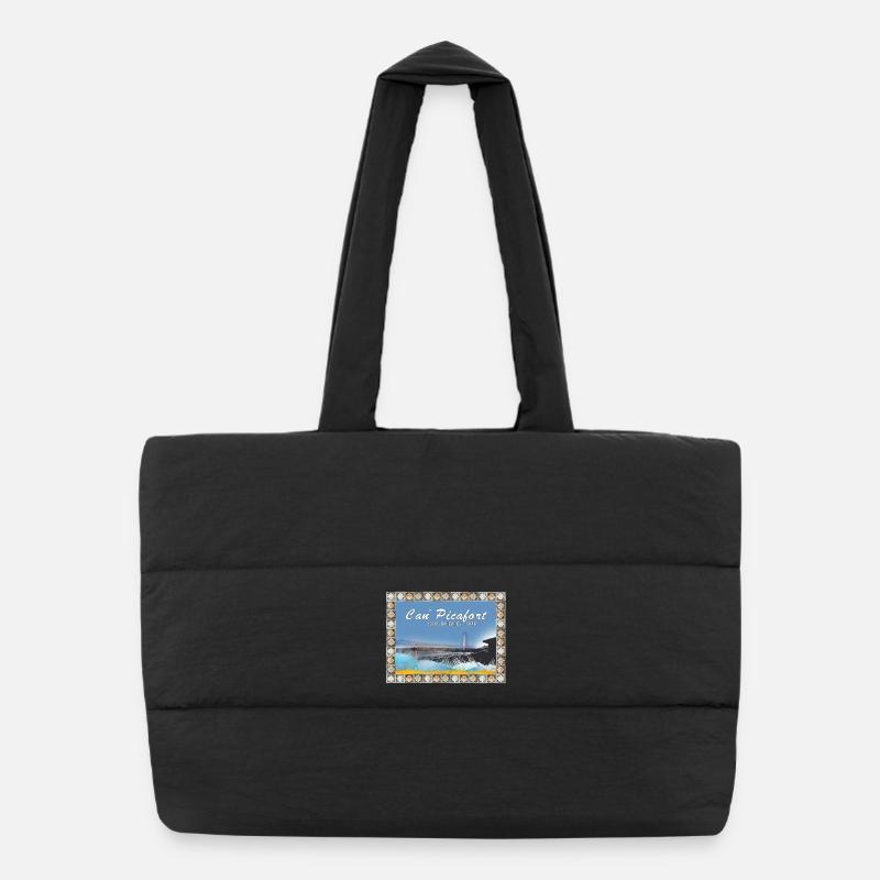 Can Picafort Illustration côtière Sac shopping matelassé