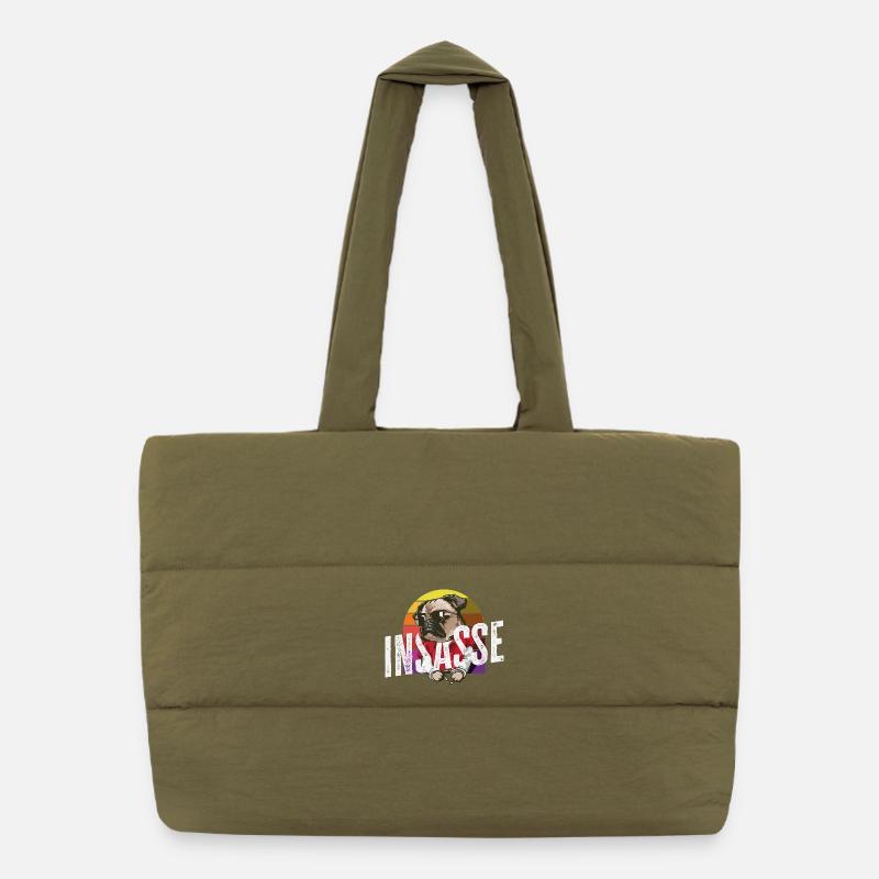 Inmate Retro Pug Funny Carnival Helau Puffer Shopping Bag