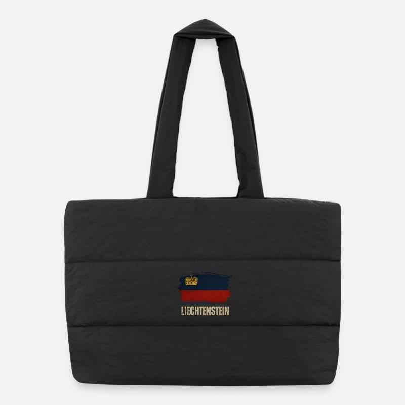 Drapeau grunge du Liechtenstein, j’adore le Liechtenstein Sac shopping matelassé
