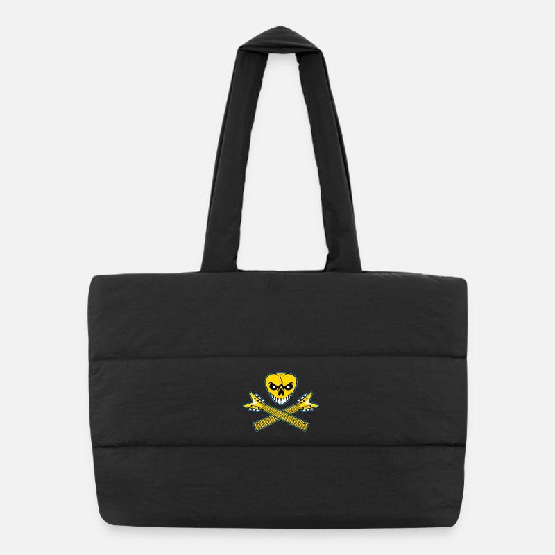 Guitar Pick Skull and Crossed Guitars Puffer Shopping Bag