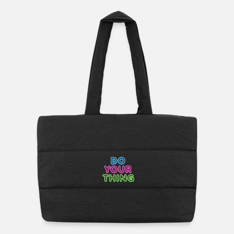 Do Your Thing Neon Schriftzug Puffer-Einkaufstasche