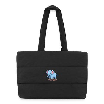 Rosa Ohr-Elefant - Puffer-Einkaufstasche - Schwarz - Vorne