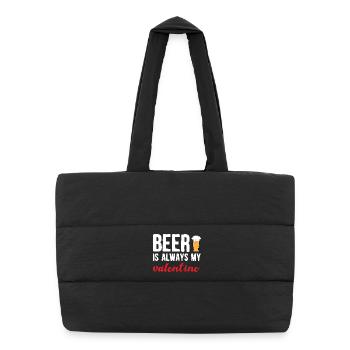 La bière est mon art de bière artisanale drôle de Saint-Valentin - Sac shopping matelassé - noir - Devant