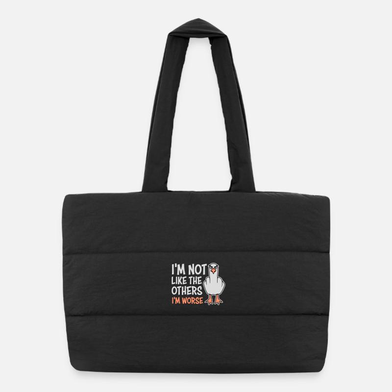 Middle Finger Seagull In Not Like The Others I'm Worse Puffer Shopping Bag