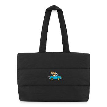 Aventure du Lapin dans une décapotable bleue - Sac shopping matelassé - noir - Devant
