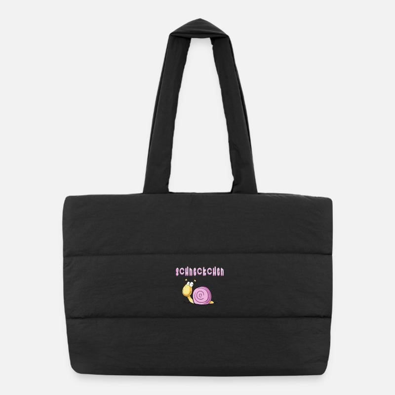 Funny piebald snail I cartoon Puffer Shopping Bag