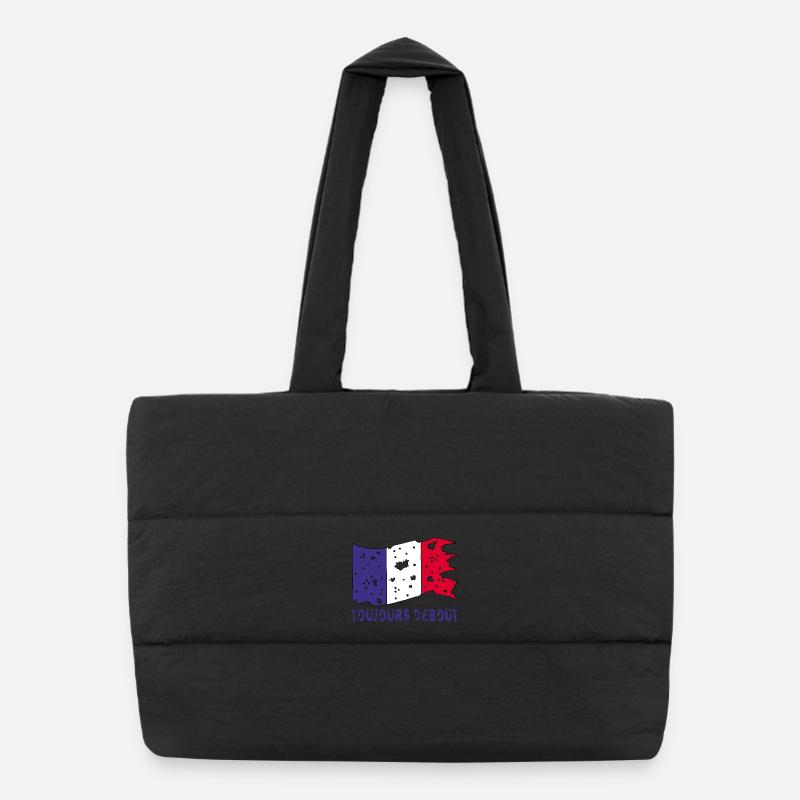 Drapeau français déchiré mais toujours debout ! Sac shopping matelassé