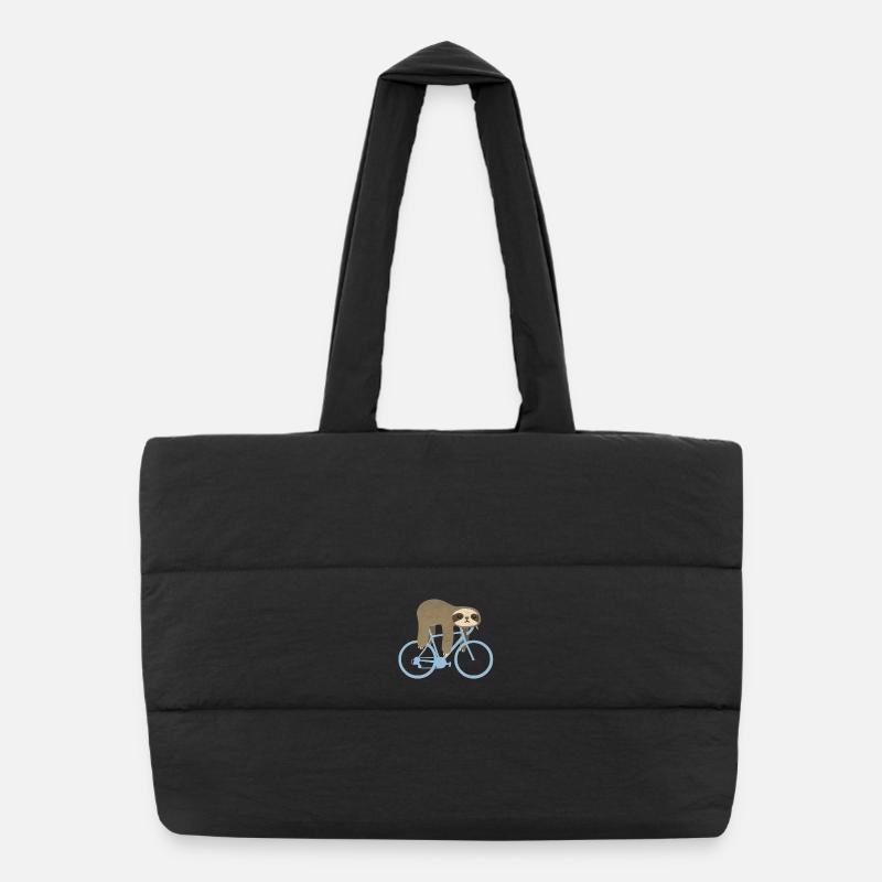 Faultier Fahrrad - Puffer-Einkaufstasche - Schwarz