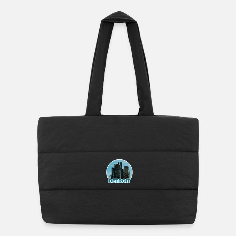 Detroit City Skyline Badge Puffer Shopping Bag