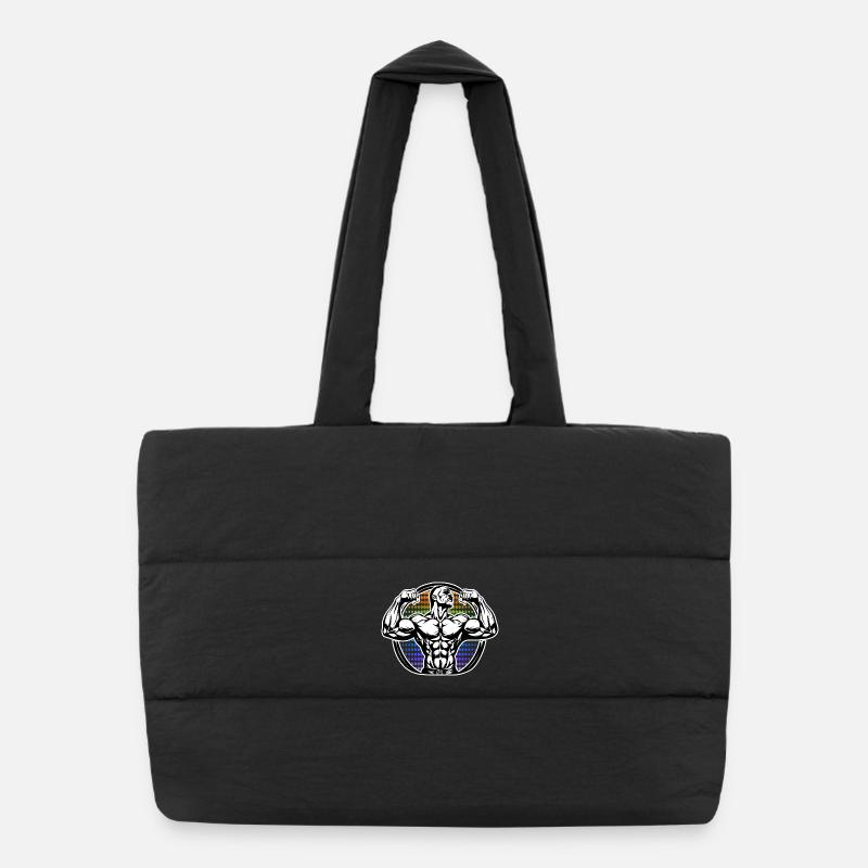 Power Figure in Rainbow Halos Bodybuilder Puffer Shopping Bag
