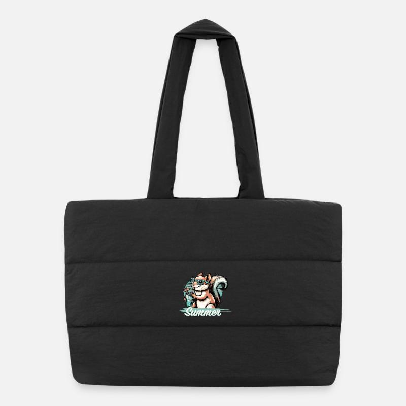Cute cartoon squirrel enjoying summer Puffer Shopping Bag