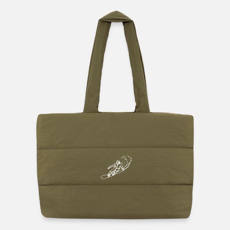 Snowboarder Sketch Puffer Shopping Bag