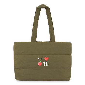 Les nerds adorent Apple Pi Pi Pi Dictons Math Pixel - Sac shopping matelassé - safari green - Devant