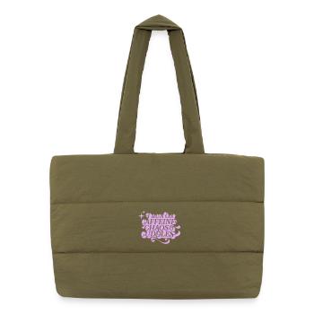 Caffeine Chaos Cuddles – Power Mode On - Puffer Shopping Bag - safari green - Front