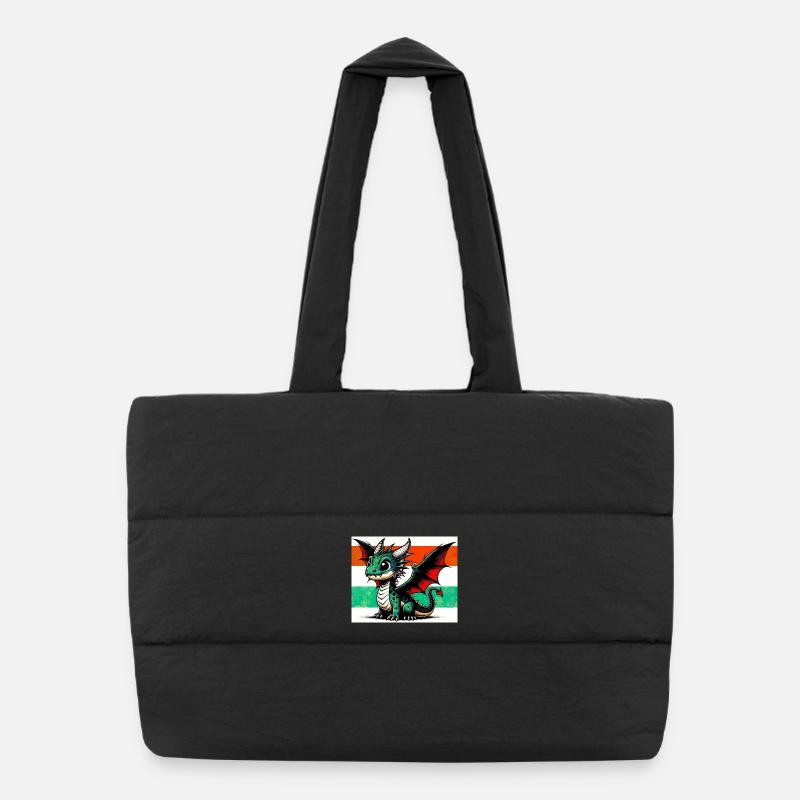 Drache - Puffer-Einkaufstasche - Schwarz