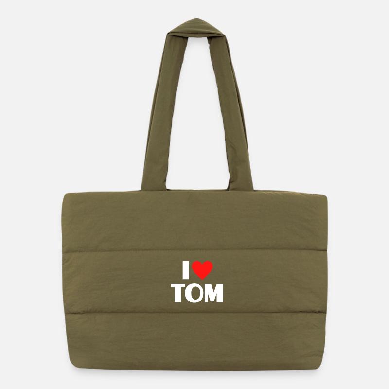 I love Tom Rotes Herz Romantischer Name Fan Puffer-Einkaufstasche
