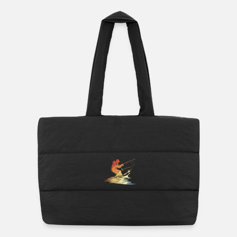 Fischen Grafik Retro Stil Puffer-Einkaufstasche