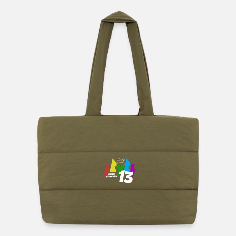 Level 13 Colored Gaming Motif for the 13th Birthday Puffer Shopping Bag