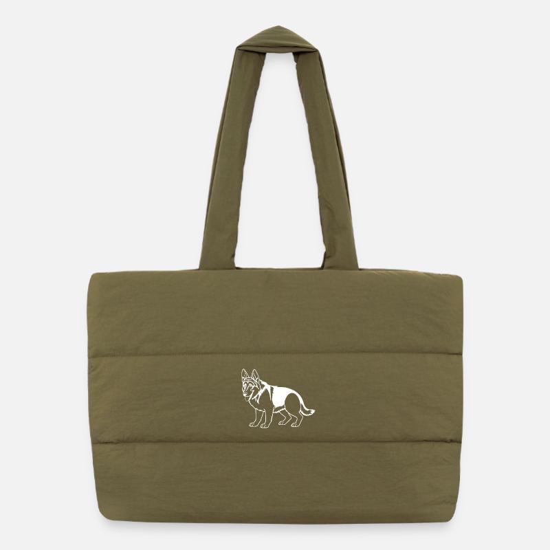 Schäferhund weiß Puffer-Einkaufstasche