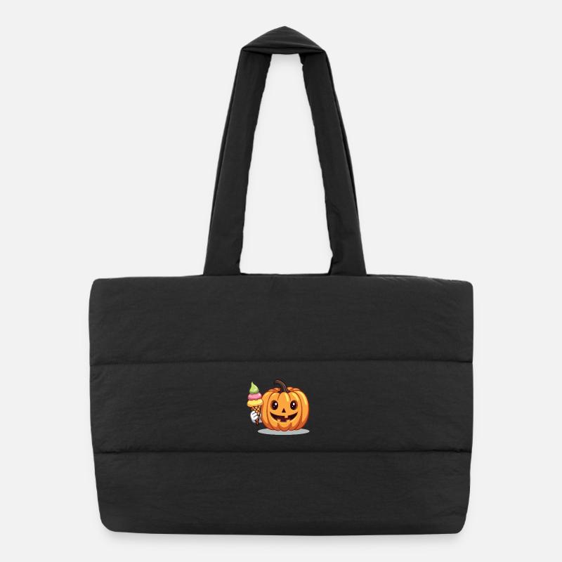 Süßer Grusel Kürbis mit Eiswaffel Puffer Shopping Bag