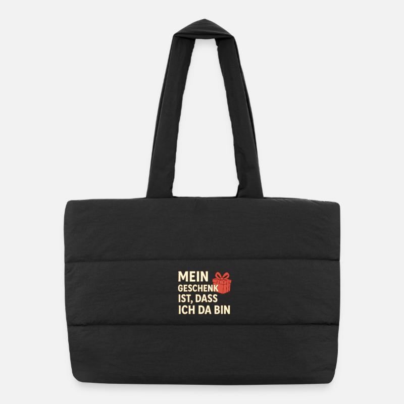 My gift is that I'm here – Christmas - Puffer Shopping Bag - black