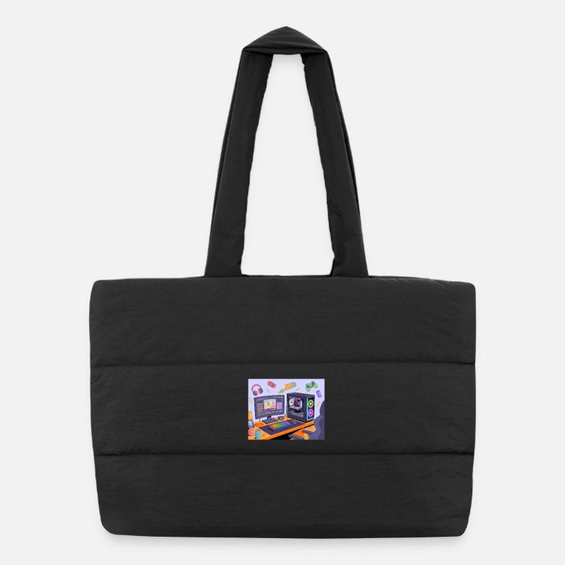 Retro Gaming-Schreibtisch Neon RGB Puffer-Einkaufstasche