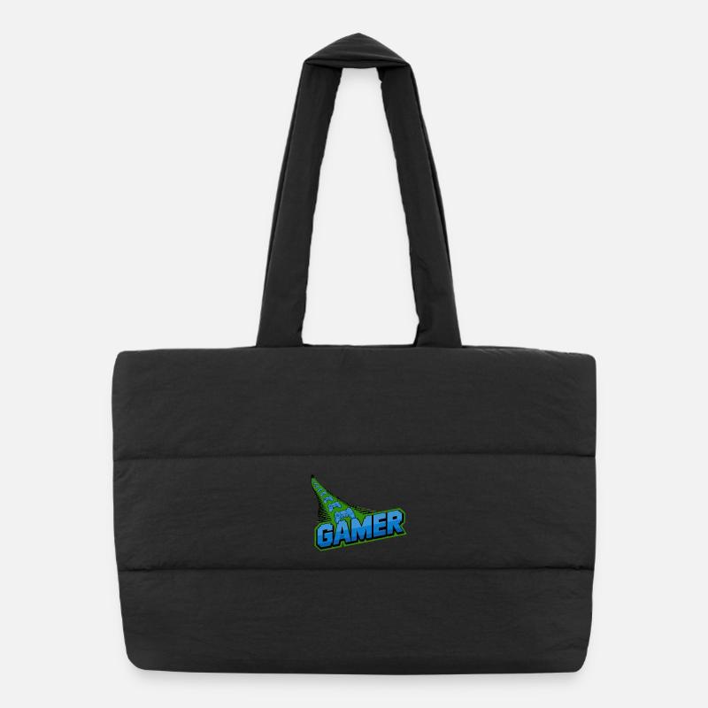 Gamer Controller Motif for Gamers and Retro Puffer Shopping Bag