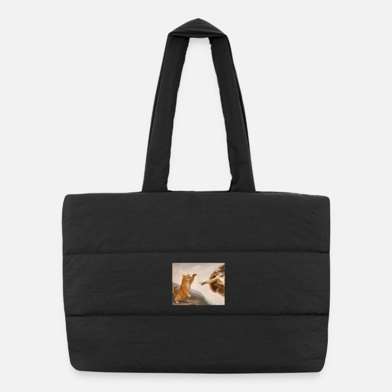 Mème de création du Dieu Chat parodie drôle de Michel-Ange Sac shopping matelassé