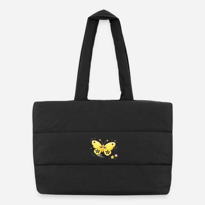 Butterfly yellow spring Puffer Shopping Bag