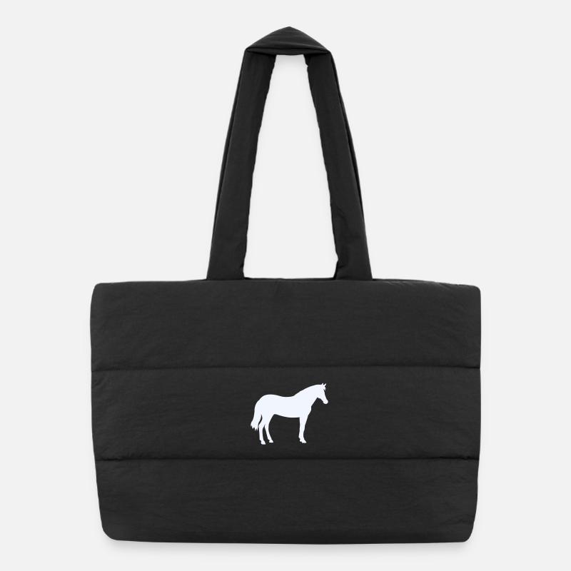 Silhouette du cheval en blanc lait Sac shopping matelassé